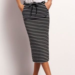 Striped tie pencil skirt.