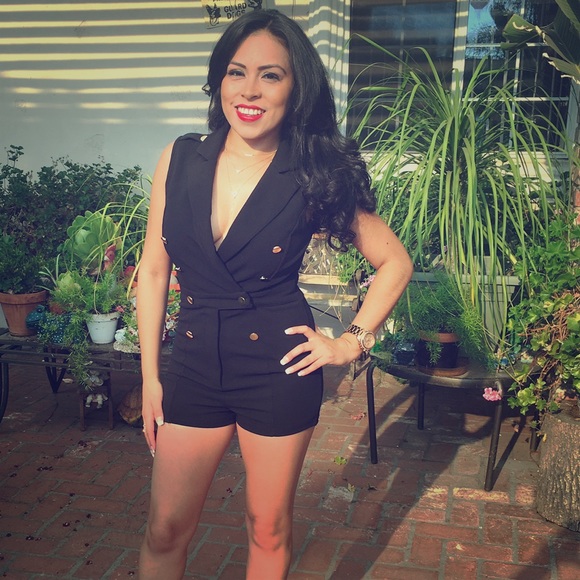 SEXY SALE---Black with gold accents shorts romper!