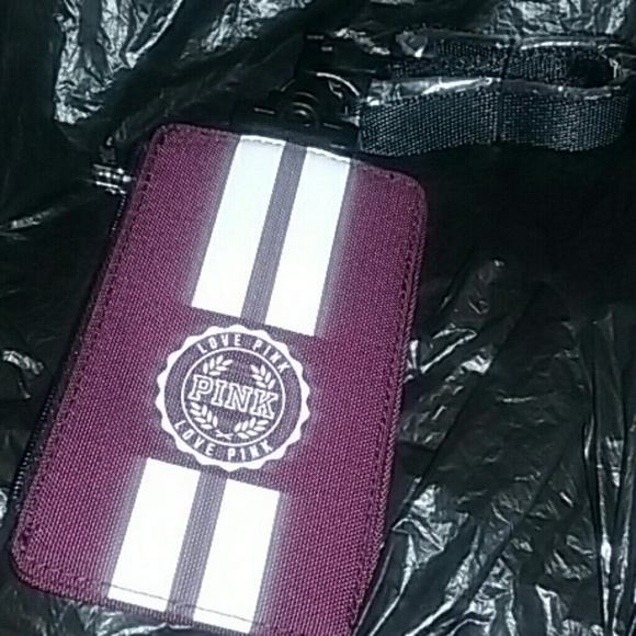 Marroon vs pink lanyard and card holder wallet