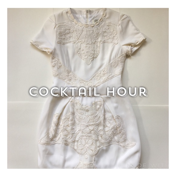 White Party Dress with Lace Detailing