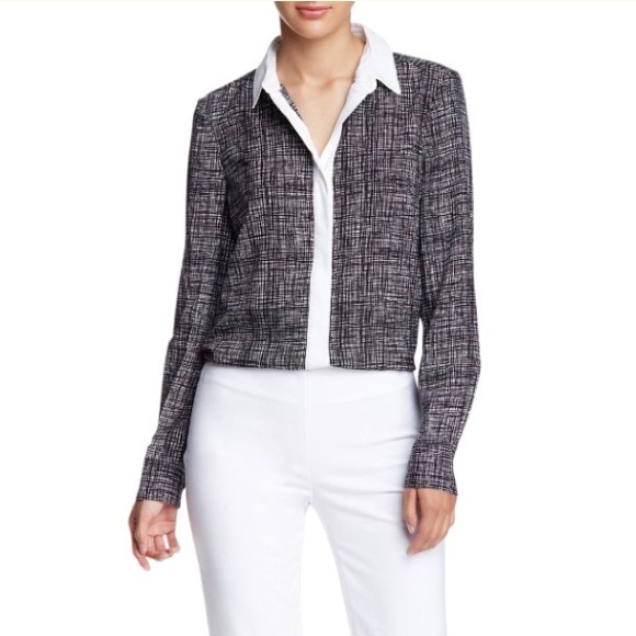 Ellen Tracy Black & White Boyfriend Blouse Size XL