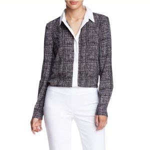 Ellen Tracy Black & White Boyfriend Blouse Size XL