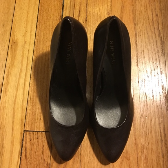 Nine West Brown Leather Platform Pumps