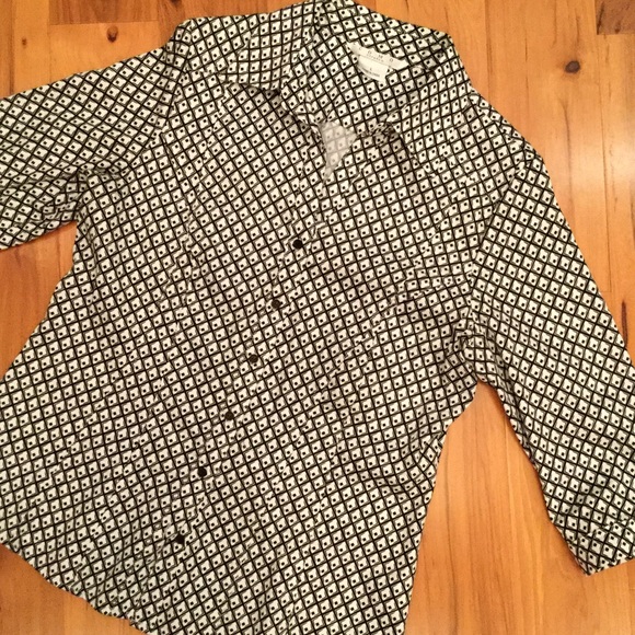 Geo Print 3/4 Sleeve Button down