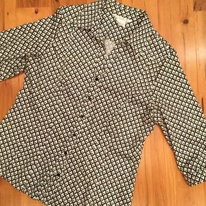 Geo Print 3/4 Sleeve Button down