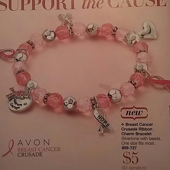 NWT Breast Cancer Crusade Ribbon Charms Bracelet - Picture 1 of 1