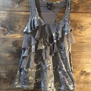 Mesh floral racer back tank-Large