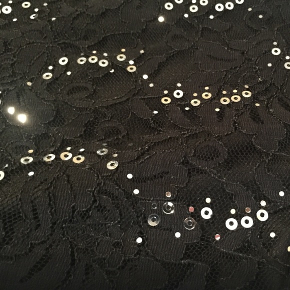 Eloquent Lace & Sequin Fitted Long Black Dress - Picture 3 of 4