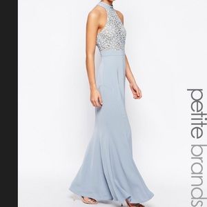 Caden Lace Detail Halter Neck Maxi Dress