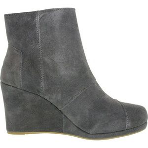 TOMS Grey Wedge Booties