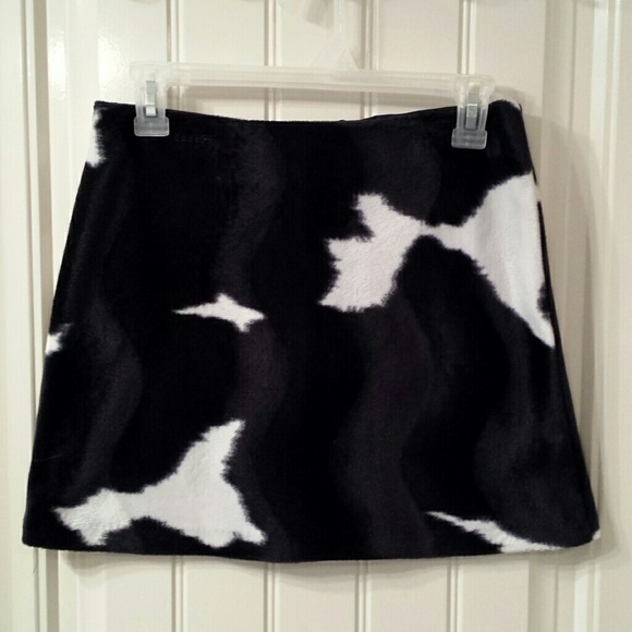 Super Cute Faux Fur Cow Print Skirt