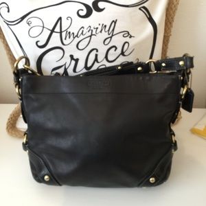 Coach hand bag black leather hobo