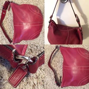 Coach hand bag red leather hobo large
