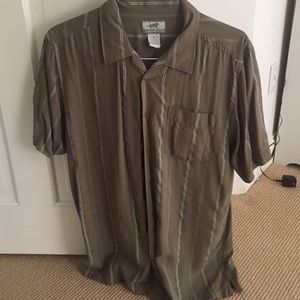 Army green short sleeve button down