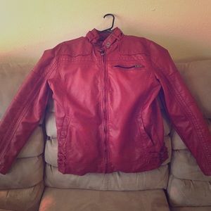 BKE Red Faux Leather Jacket