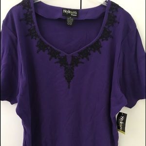 Style & Co. embellished purple cotton top size 1X