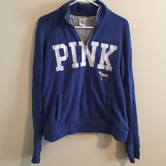PINK quarter zip blue