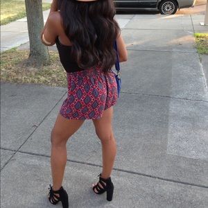 Multicolored patterned loose fitting shorts