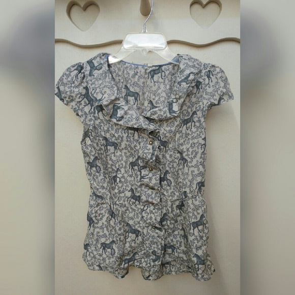 [Vanessa Virginia] Anthropologie Horse Pattern Top