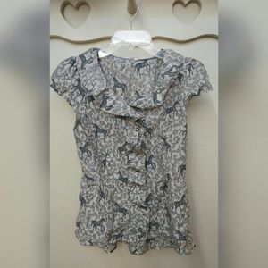 [Vanessa Virginia] Anthropologie Horse Pattern Top