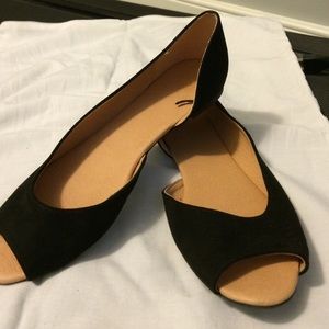 Black suede flats