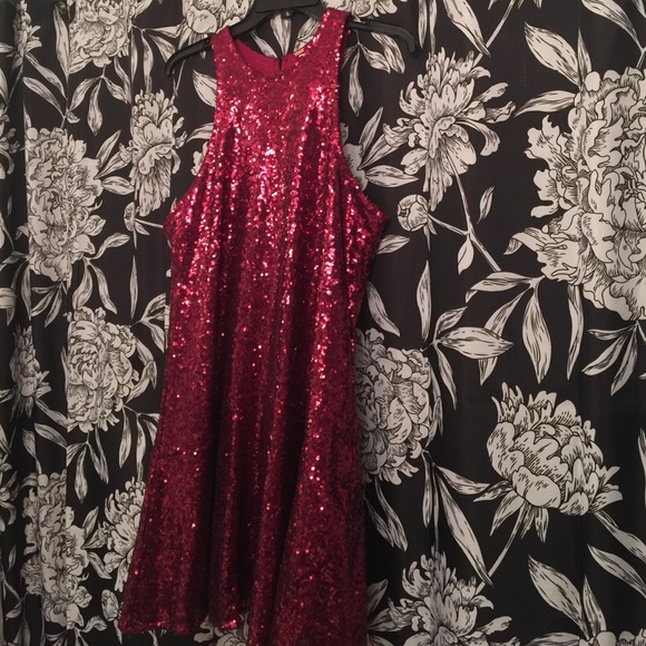 Red sequin liquid fp dress