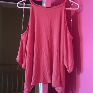 DEB SHOPS DUSTY/ROSE PINK COLD SHOULDER TOP PLUS!