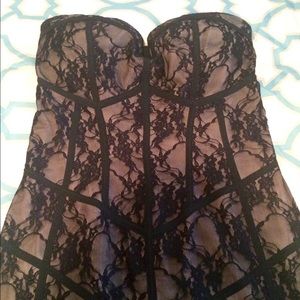 💝Lace Strapless Dress in Black and Tan💝