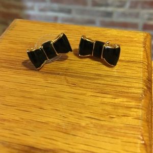 Kate spade black and gold bow earrings