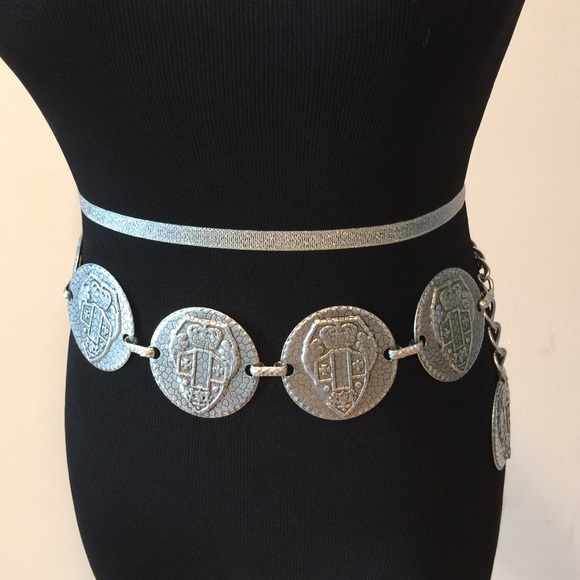 Vintage Accessories - Vintage silver tone metal belt