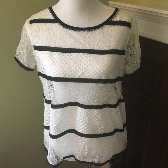 Black & white sheet top Ann Taylor Loft M