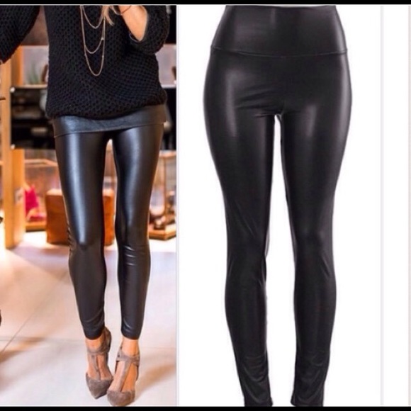 Black Fleece Lined Faux Leather Leggings