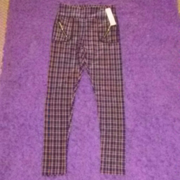 New plaid stretch pants