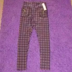 New plaid stretch pants