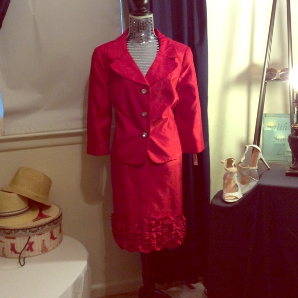 Women's red two-piece suit