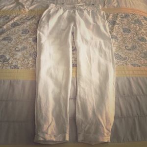 J-Crew Crisp White Linen joggers
