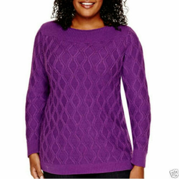 NEW 2X Plus Size Boatneck Diamond Sweater