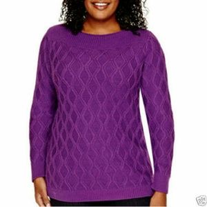 NEW 2X Plus Size Boatneck Diamond Sweater