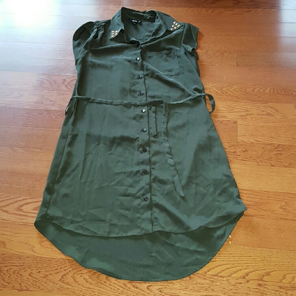 Green and Gold studded Tie Dress - Picture 2 of 3