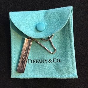 Tiffany & Co. 1837 Bar pendant with snake chain.