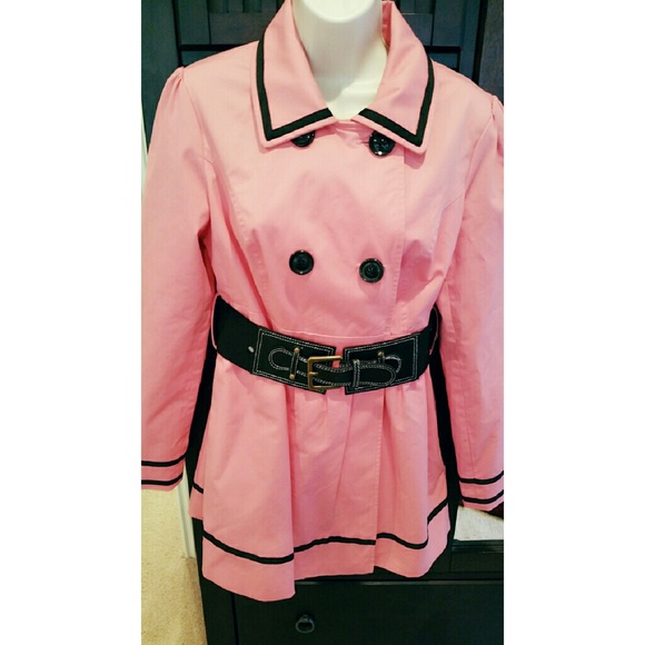 NEW Pink rain coat L trench