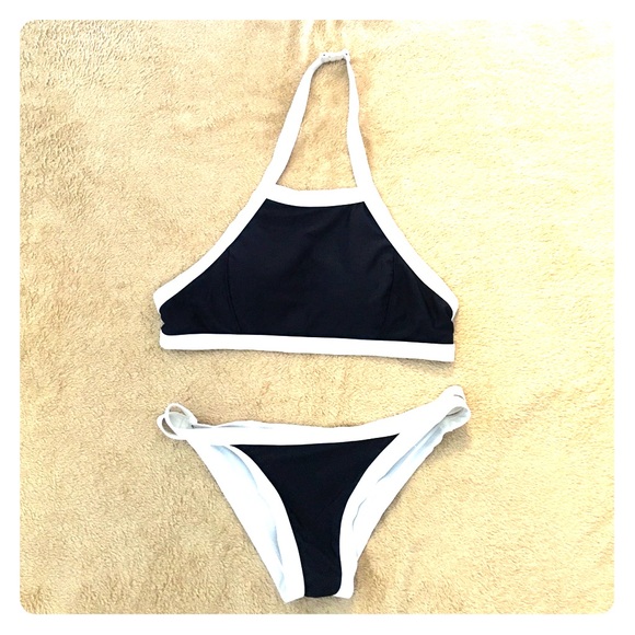 Navy blue and white bikini