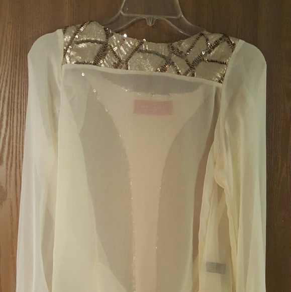 Gold Sequin + Cream Open Back Top from Akira