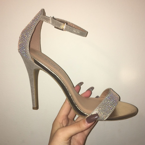 Glam diamond Rhinestone champagne gold heels