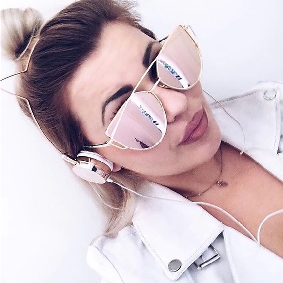 cat eye aviator sunglasses rose gold