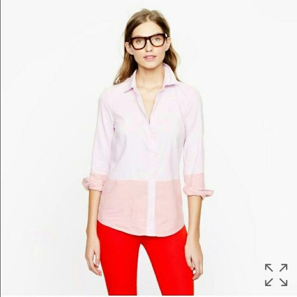 J.CREW Blue Colorblock Oxford - Picture 2 of 4