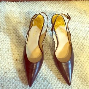 Cole Haan dark brown leather sling backs
