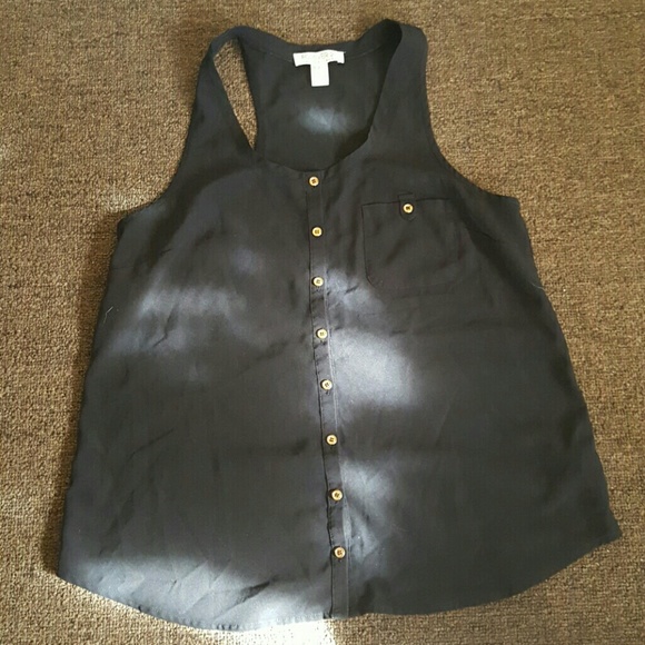 Black racer back button down shirt