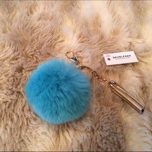 NWT Baublebar Fuzzy Pom Keychain/Purse Charm-Teal