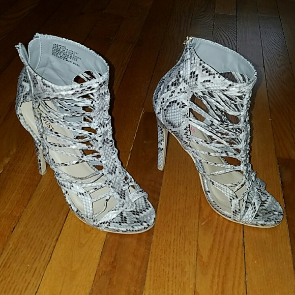 Snakeskin peep toes